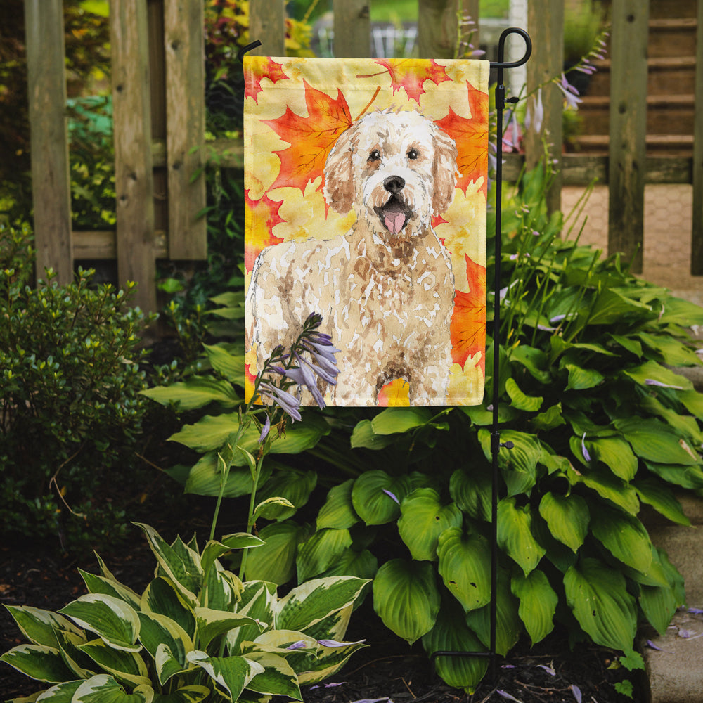 Fall Leaves Goldendoodle Garden Flag Mailbox Decorative Yard Banner Outside Patio Artwork for Flower Beds, Garden Size, Multicolor