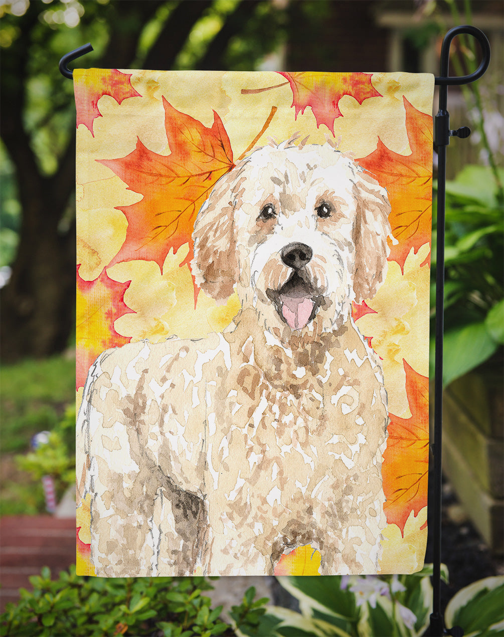 Fall Leaves Goldendoodle Garden Flag Mailbox Decorative Yard Banner Outside Patio Artwork for Flower Beds, Garden Size, Multicolor