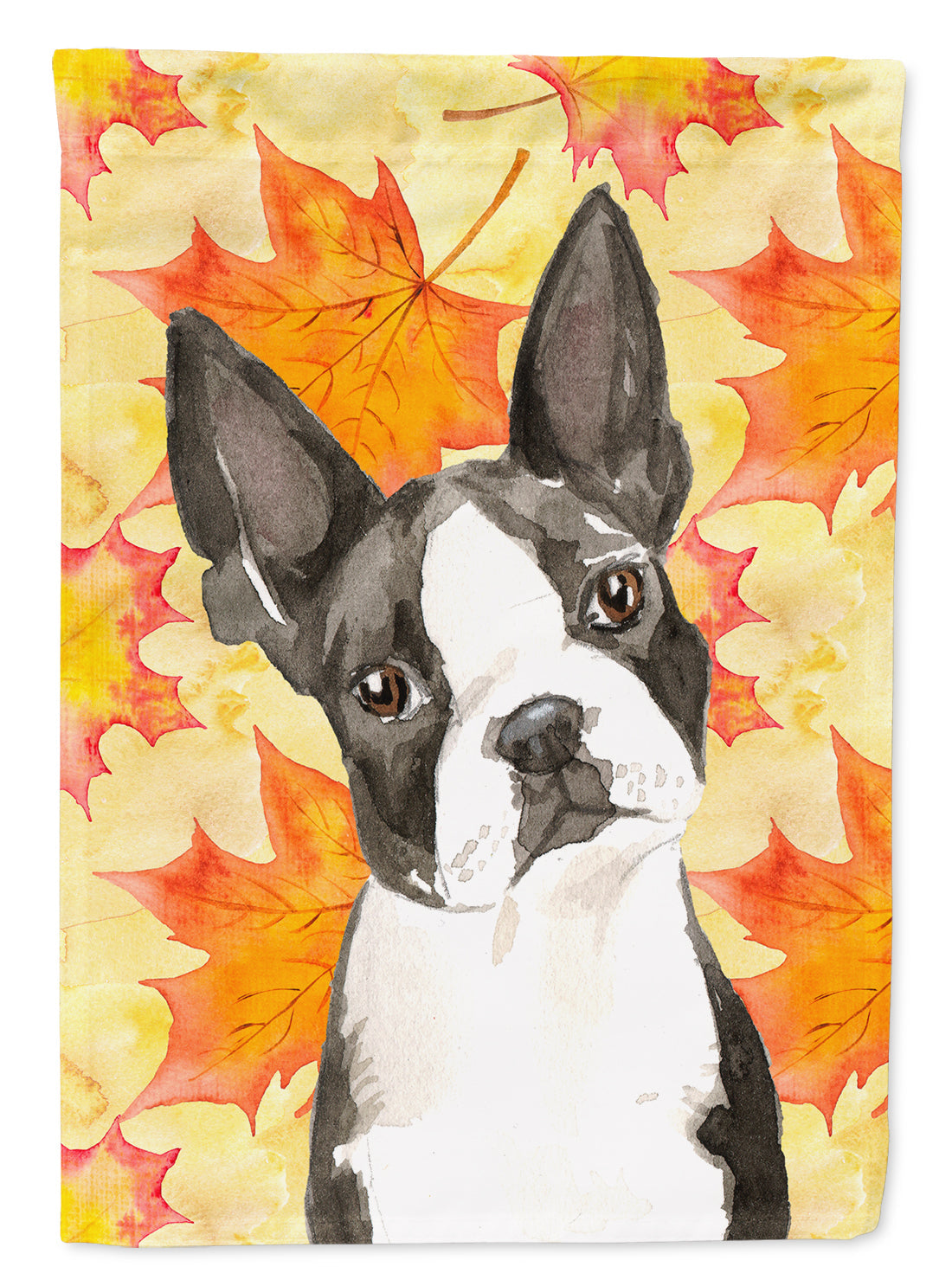 Fall Leaves Boston Terrier Garden Flag Mailbox Decorative Yard Banner Outside Patio Artwork for Flower Beds, Garden Size, Multicolor