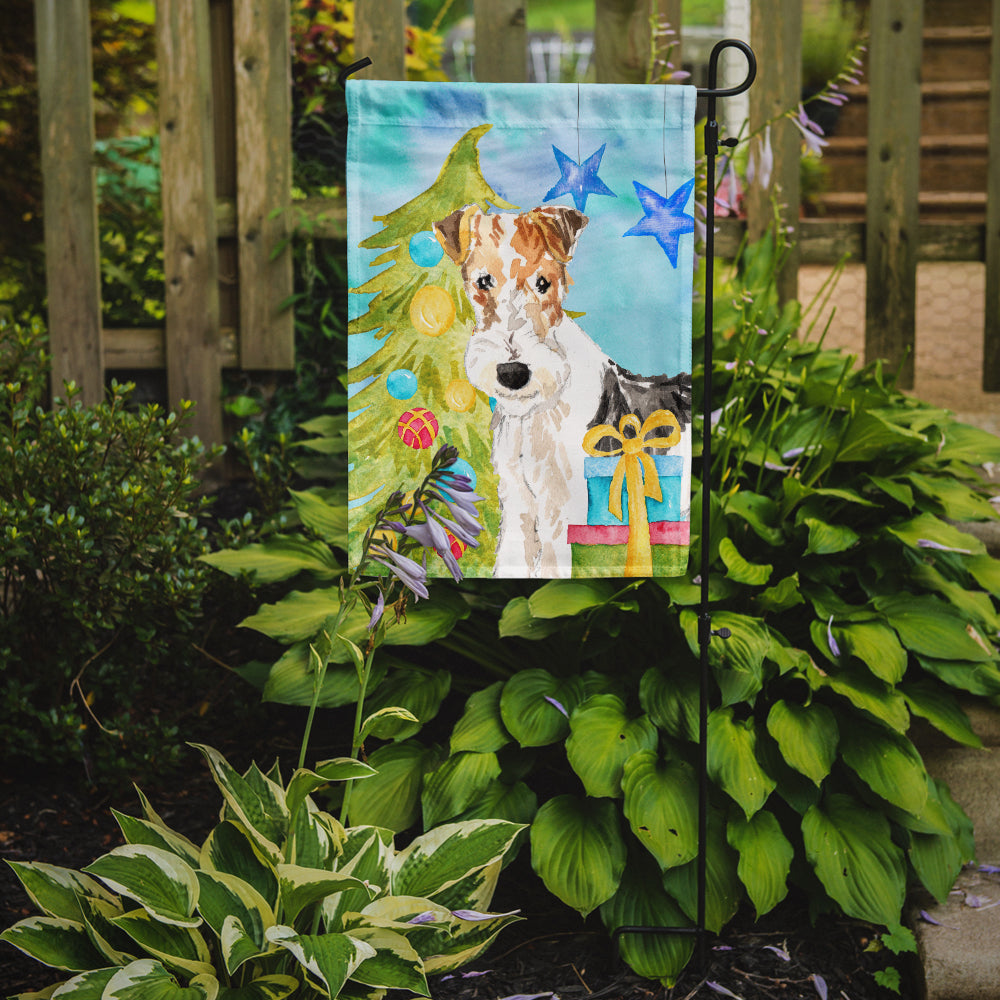 Christmas Tree Fox Terrier Garden Flag Mailbox Decorative Yard Banner Outside Patio Artwork for Flower Beds, Garden Size, Multicolor