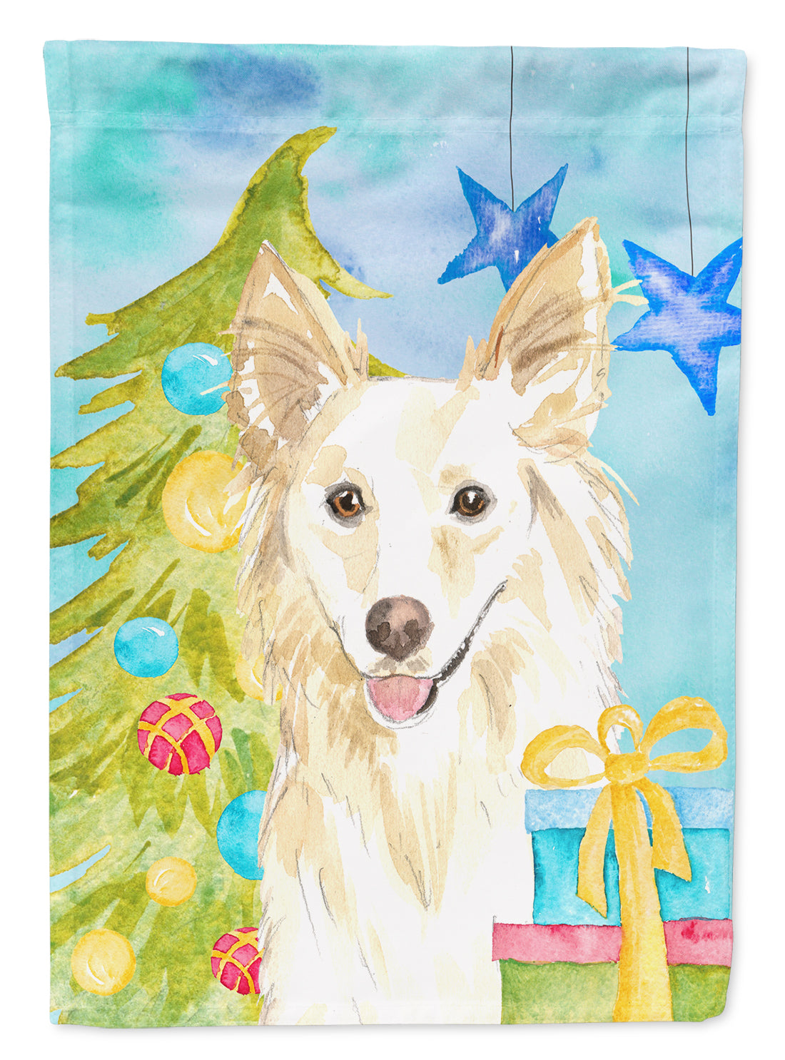 Christmas Tree White Collie Garden Flag Mailbox Decorative Yard Banner Outside Patio Artwork for Flower Beds, Garden Size, Multicolor