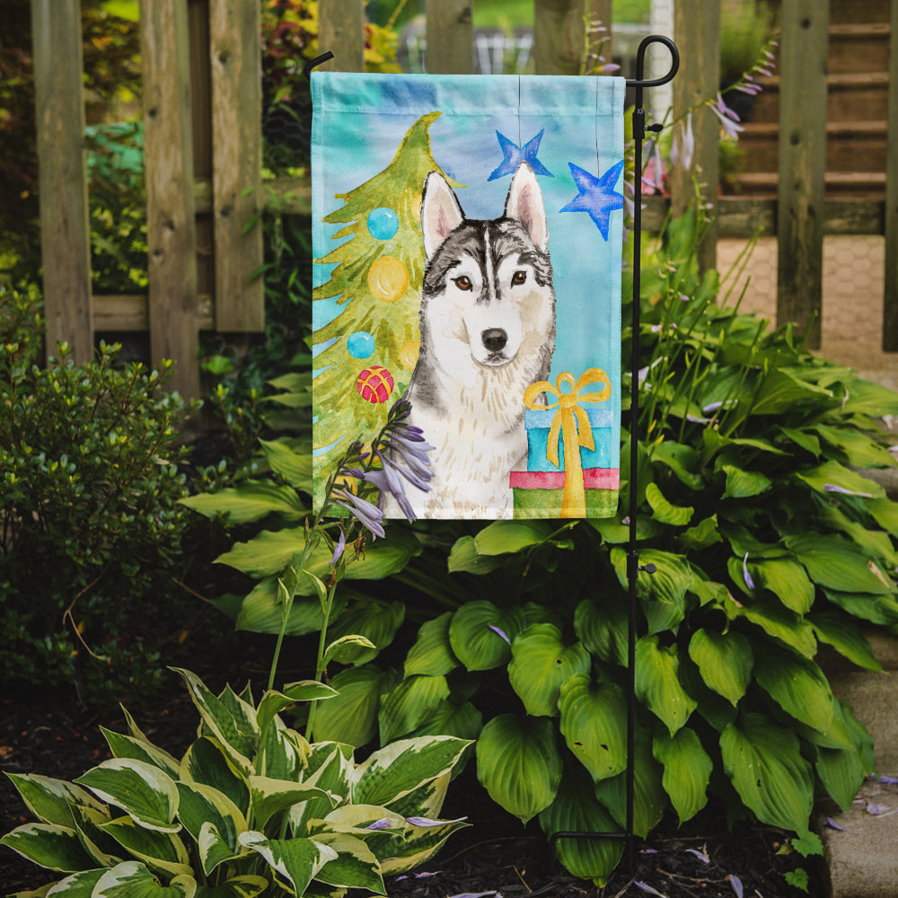 Christmas Tree Siberian Husky Garden Flag Mailbox Decorative Yard Banner Outside Patio Artwork for Flower Beds, Garden Size, Multicolor