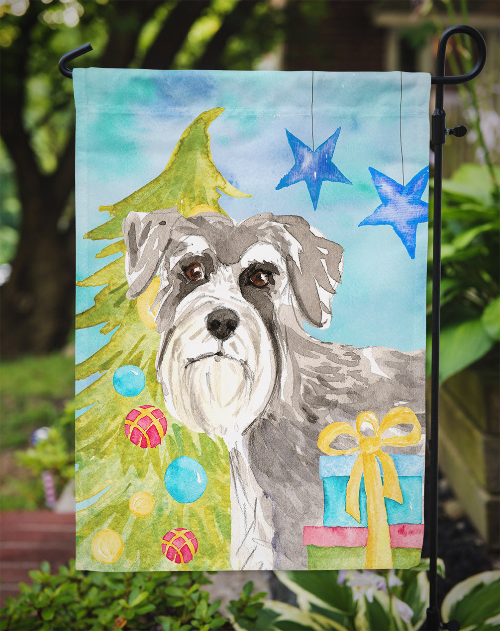 Christmas Tree Schnauzer #1 Garden Flag Mailbox Decorative Yard Banner Outside Patio Artwork for Flower Beds, Garden Size, Multicolor