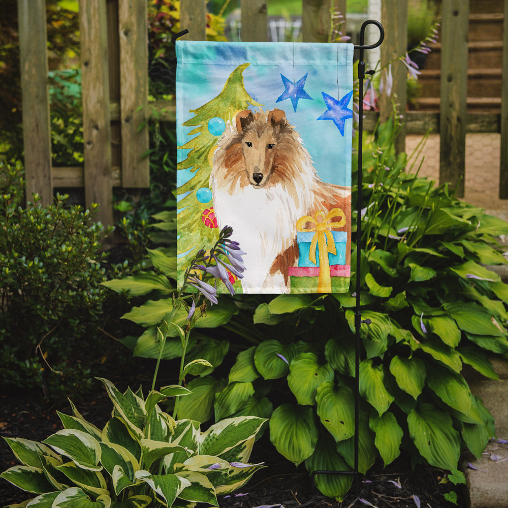 Christmas Tree Rough Collie Garden Flag Mailbox Decorative Yard Banner Outside Patio Artwork for Flower Beds, Garden Size, Multicolor