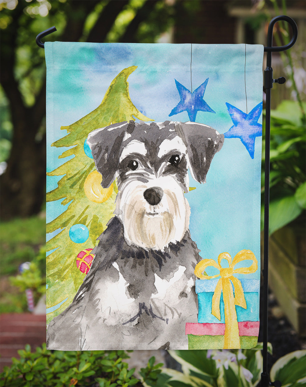 Christmas Tree Schnauzer #2 Garden Flag Mailbox Decorative Yard Banner Outside Patio Artwork for Flower Beds, Garden Size, Multicolor