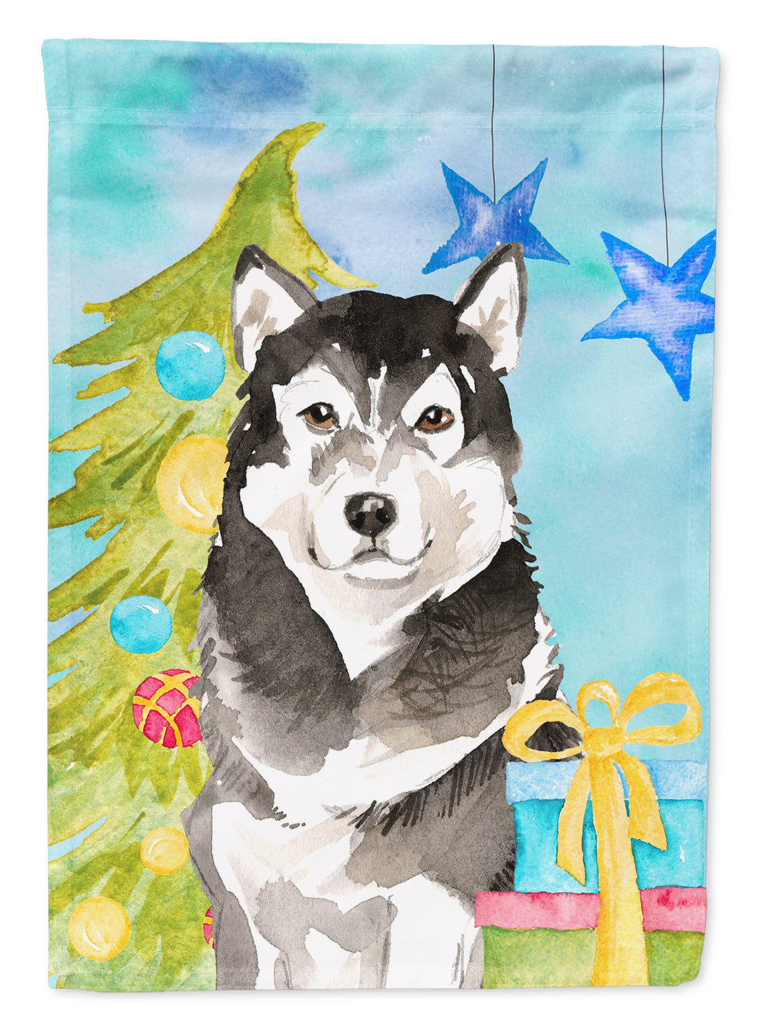 Christmas Tree Alaskan Malamute Garden Flag Mailbox Decorative Yard Banner Outside Patio Artwork for Flower Beds, Garden Size, Multicolor