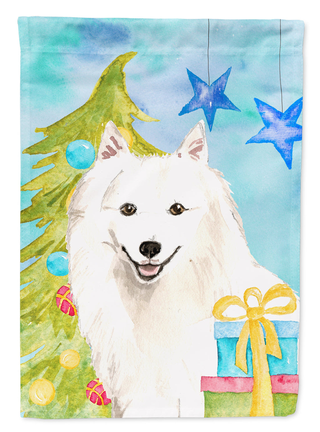 Christmas Tree Japanese Spitz Garden Flag Mailbox Decorative Yard Banner Outside Patio Artwork for Flower Beds, Garden Size, Multicolor