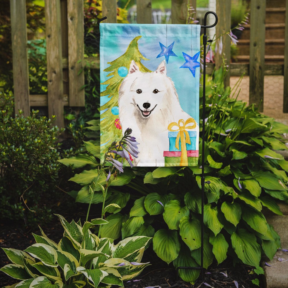 Christmas Tree Japanese Spitz Garden Flag Mailbox Decorative Yard Banner Outside Patio Artwork for Flower Beds, Garden Size, Multicolor