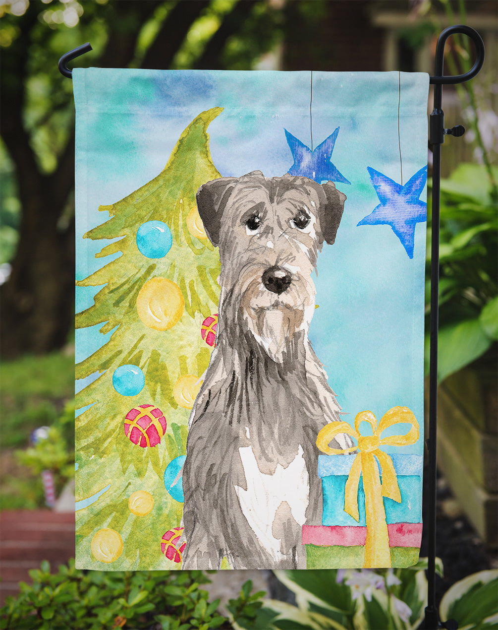 Christmas Tree Irish Wolfhound Garden Flag Mailbox Decorative Yard Banner Outside Patio Artwork for Flower Beds, Garden Size, Multicolor