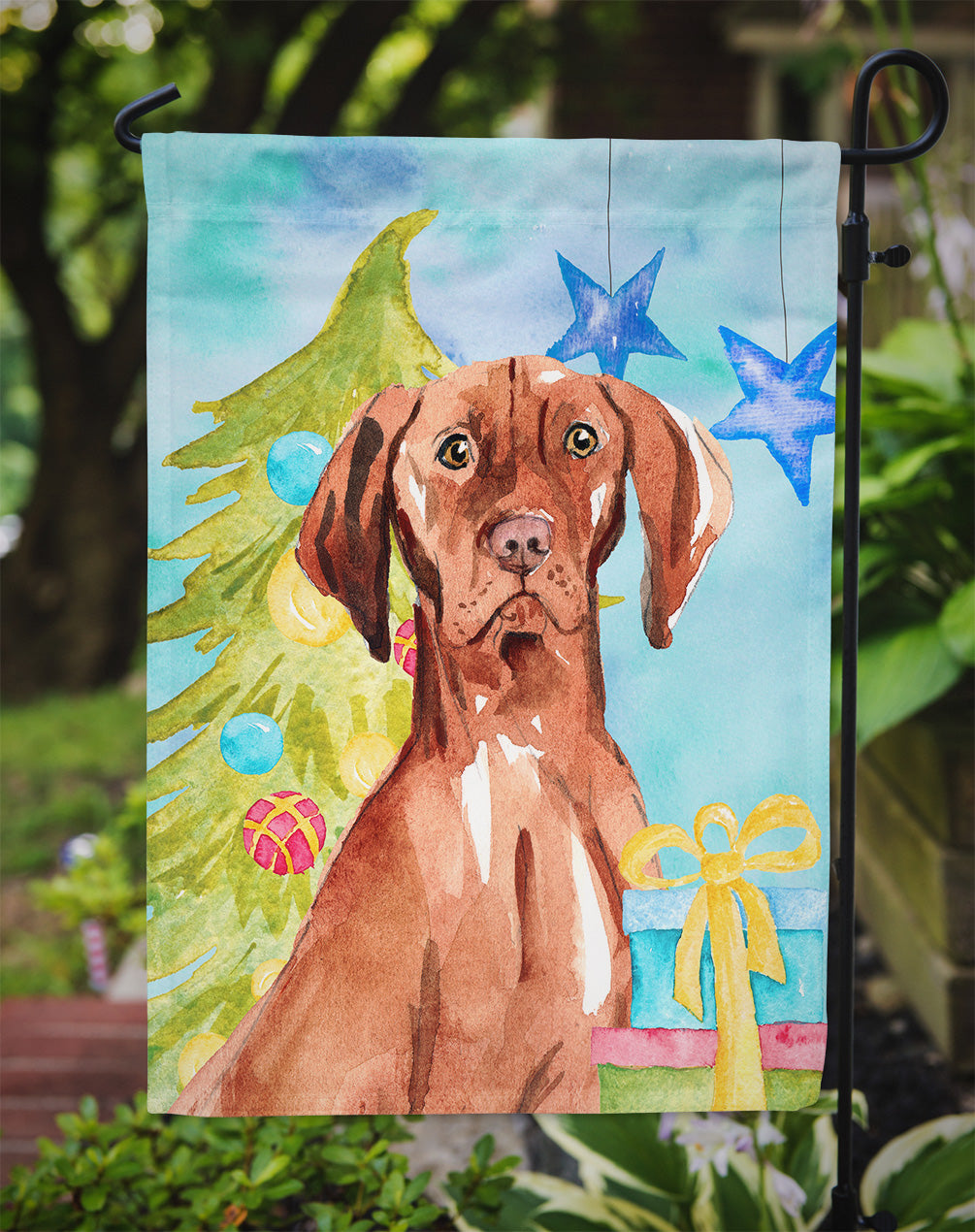 Christmas Tree Vizsla Garden Flag Mailbox Decorative Yard Banner Outside Patio Artwork for Flower Beds, Garden Size, Multicolor