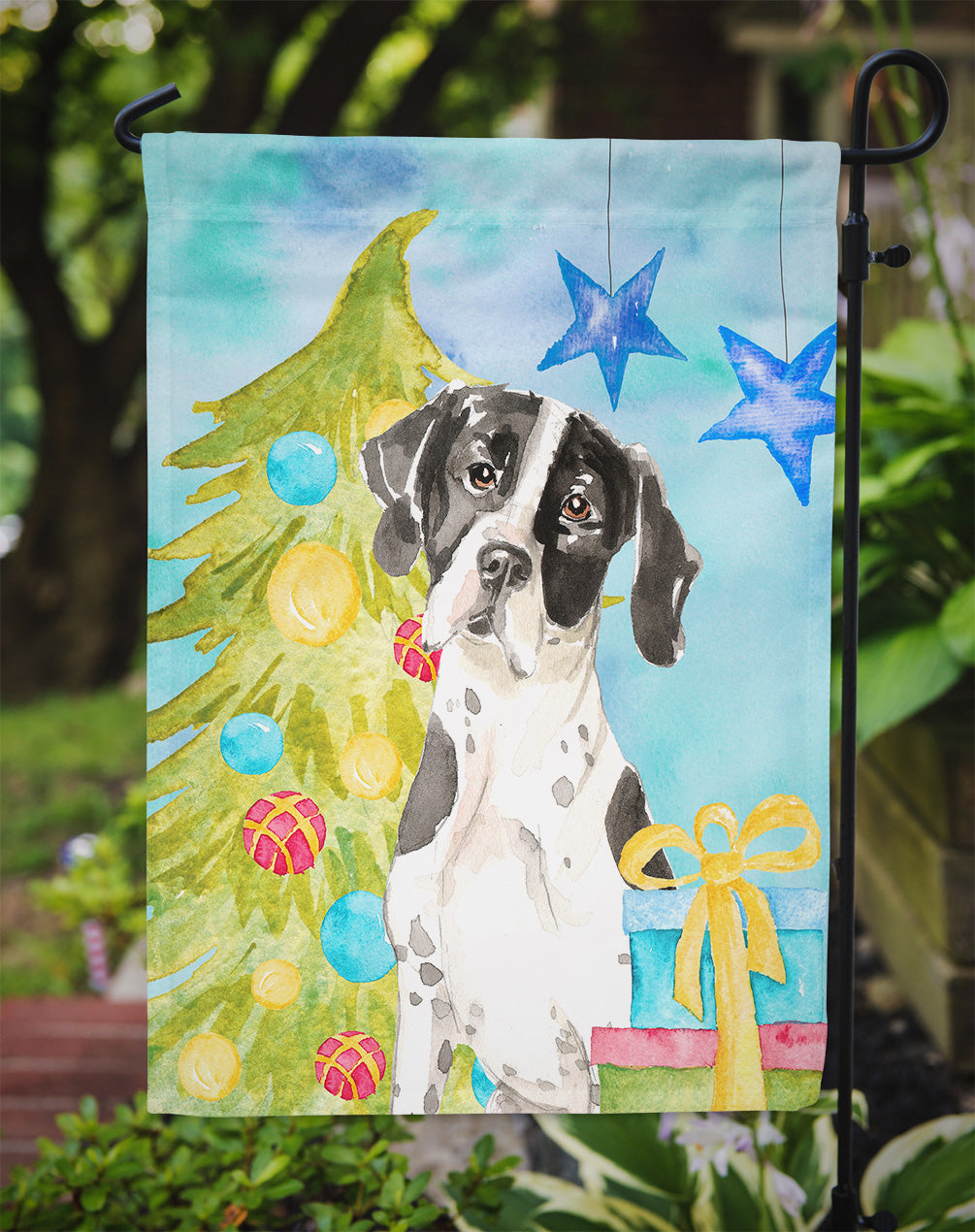Christmas Tree English Pointer Garden Flag Mailbox Decorative Yard Banner Outside Patio Artwork for Flower Beds, Garden Size, Multicolor