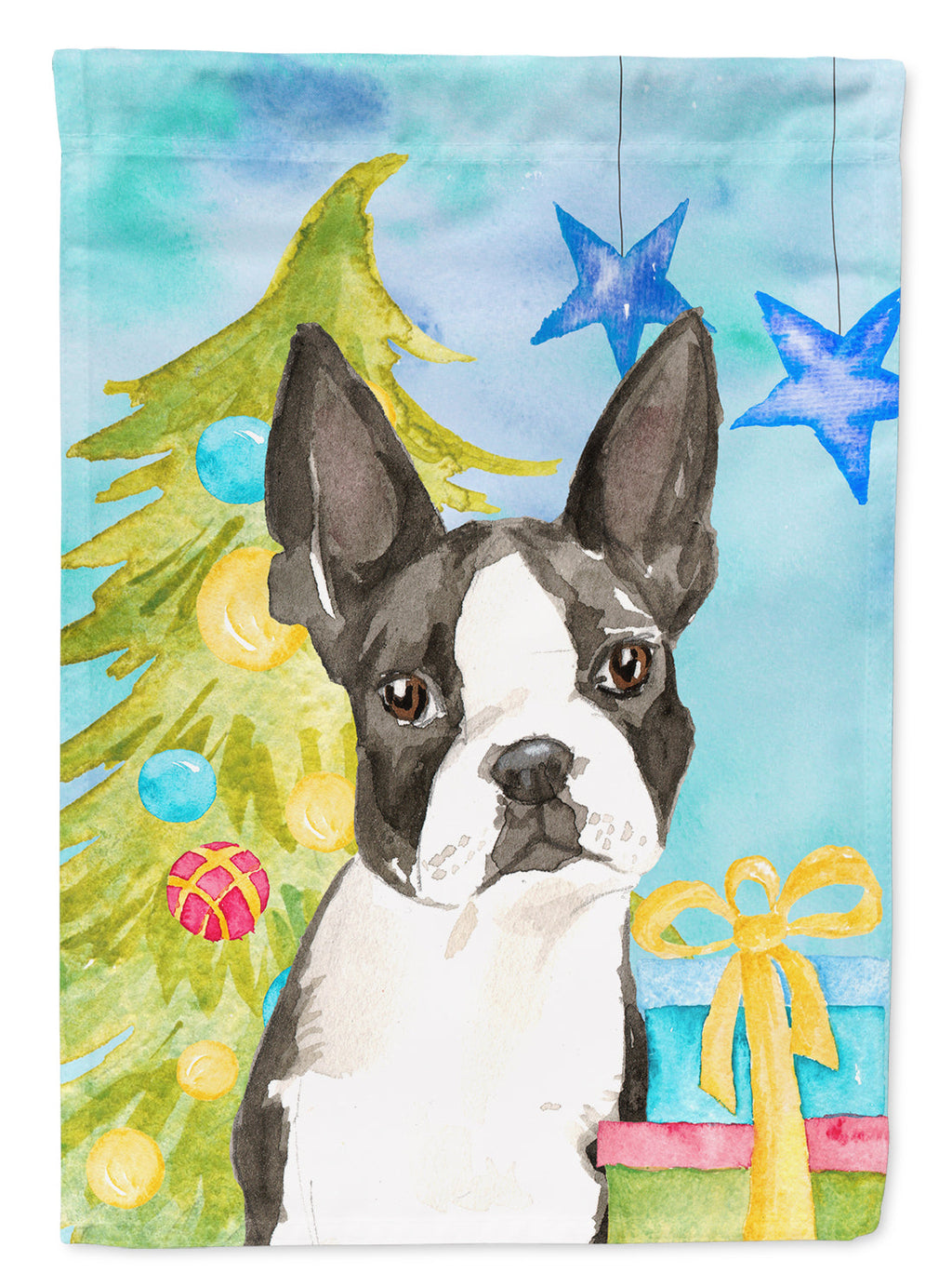 Christmas Tree Boston Terrier Garden Flag Mailbox Decorative Yard Banner Outside Patio Artwork for Flower Beds, Garden Size, Multicolor