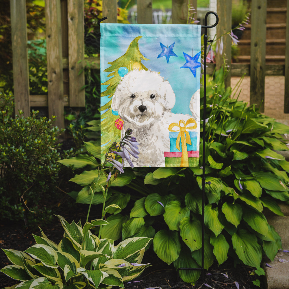 Christmas Tree Bichon Frise Garden Flag Mailbox Decorative Yard Banner Outside Patio Artwork for Flower Beds, Garden Size, Multicolor