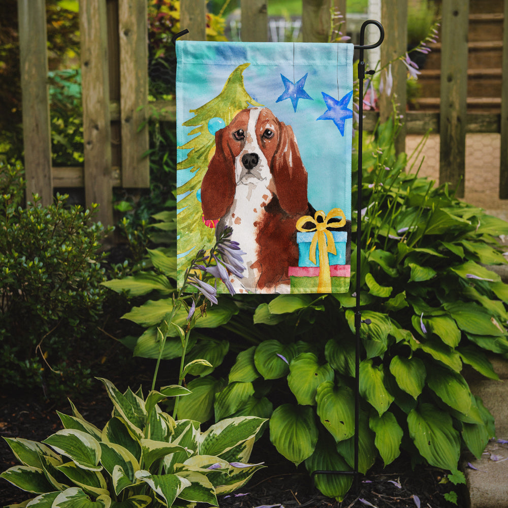 Christmas Tree Basset Hound Garden Flag Mailbox Decorative Yard Banner Outside Patio Artwork for Flower Beds, Garden Size, Multicolor