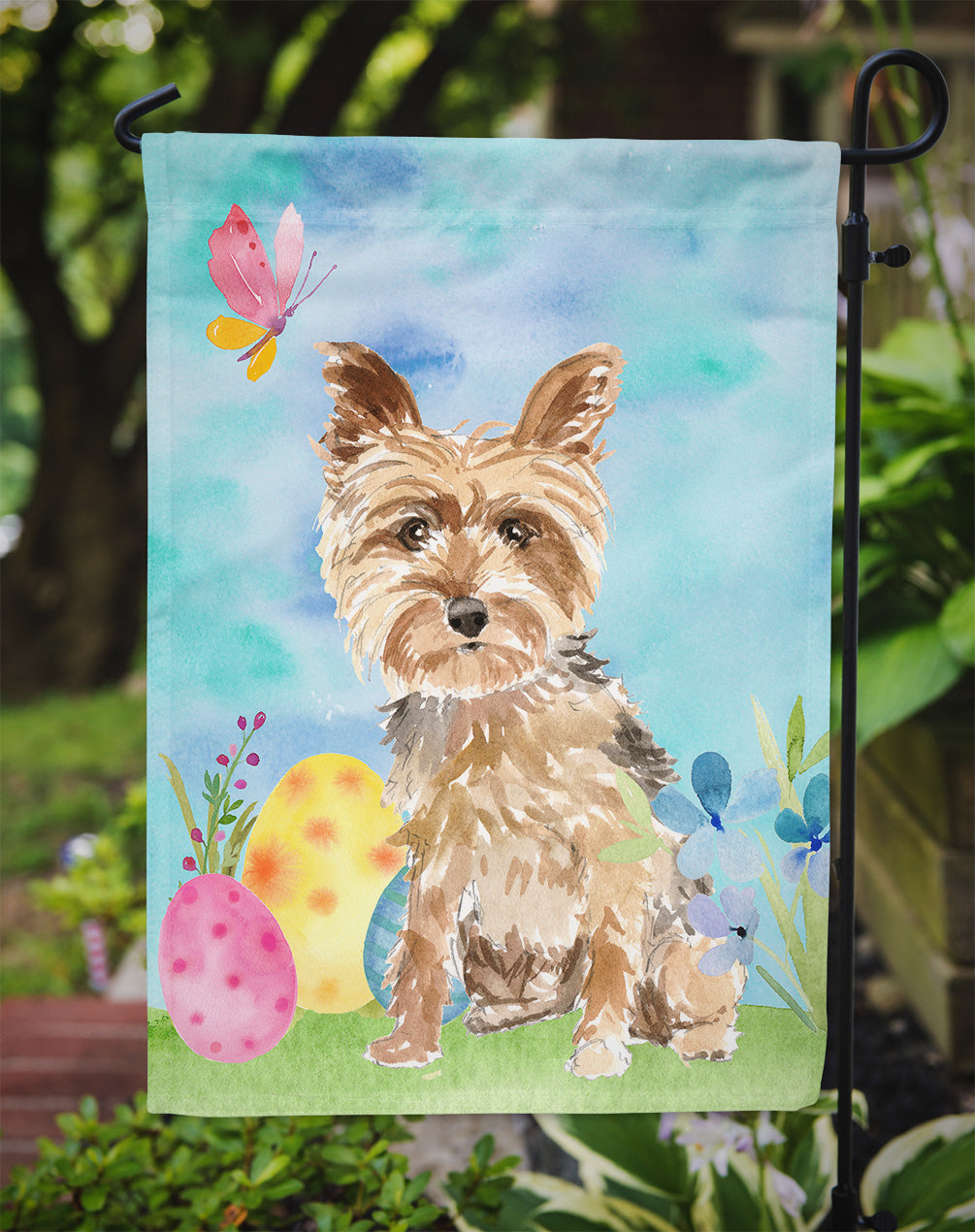 Easter Eggs Yorkie Yorkshire Terrier Garden Flag Mailbox Decorative Yard Banner Outside Patio Artwork for Flower Beds, Garden Size, Multicolor