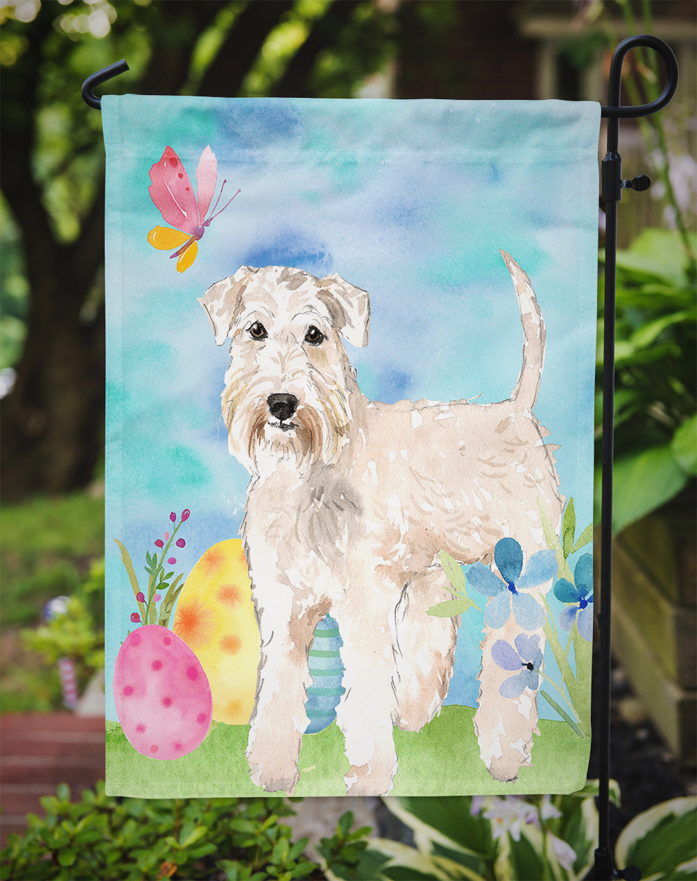 Easter Eggs Wheaten Terrier Garden Flag Mailbox Decorative Yard Banner Outside Patio Artwork for Flower Beds, Garden Size, Multicolor
