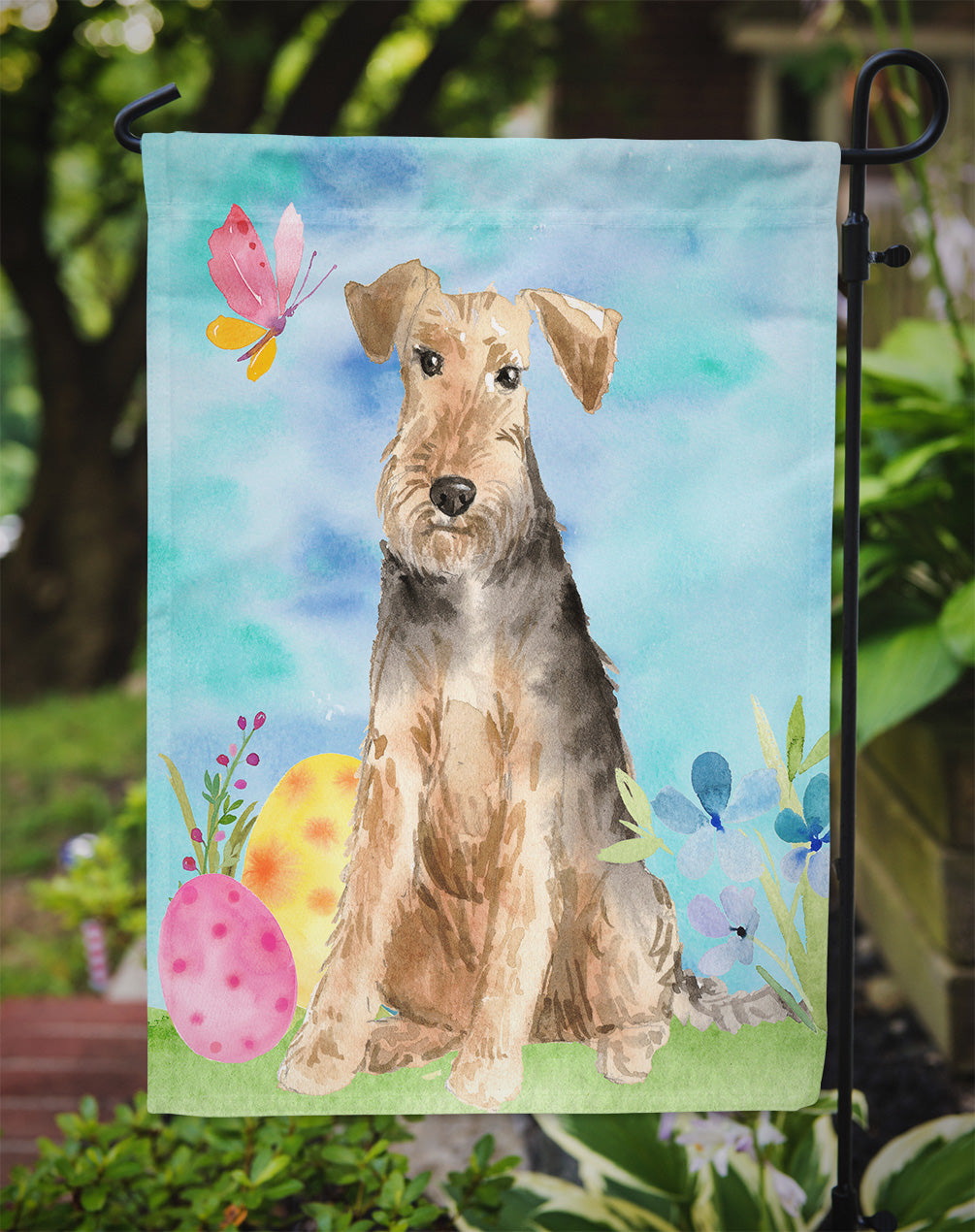 Easter Eggs Welsh Terrier Garden Flag Mailbox Decorative Yard Banner Outside Patio Artwork for Flower Beds, Garden Size, Multicolor