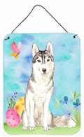 Easter Eggs Siberian Husky Wall or Door Hanging Prints Aluminum Metal Sign Kitchen Wall Bar Bathroom Plaque Home Decor Front Door Plaque, 12x16, Multicolor