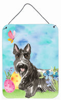 Easter Eggs Scottish Terrier Wall or Door Hanging Prints Aluminum Metal Sign Kitchen Wall Bar Bathroom Plaque Home Decor Front Door Plaque, 12x16, Multicolor