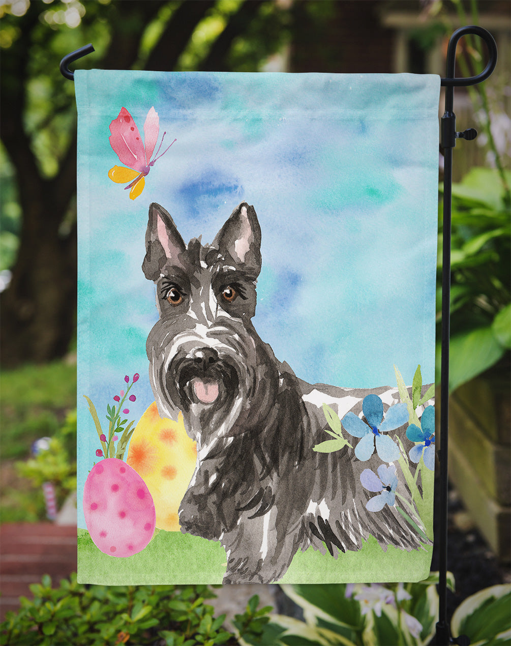 Easter Eggs Scottish Terrier Garden Flag Mailbox Decorative Yard Banner Outside Patio Artwork for Flower Beds, Garden Size, Multicolor