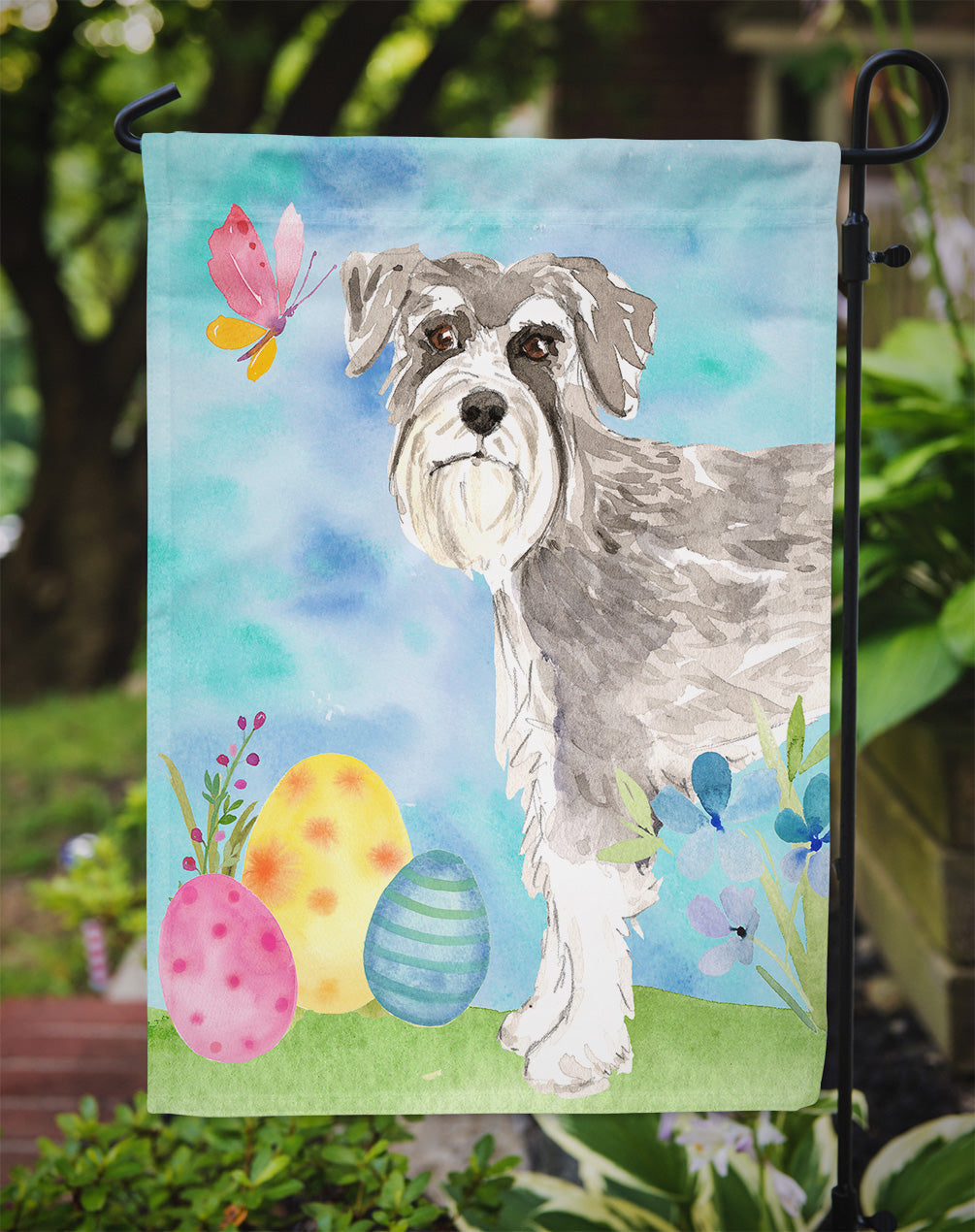 Easter Eggs Schnauzer #1 Garden Flag Mailbox Decorative Yard Banner Outside Patio Artwork for Flower Beds, Garden Size, Multicolor
