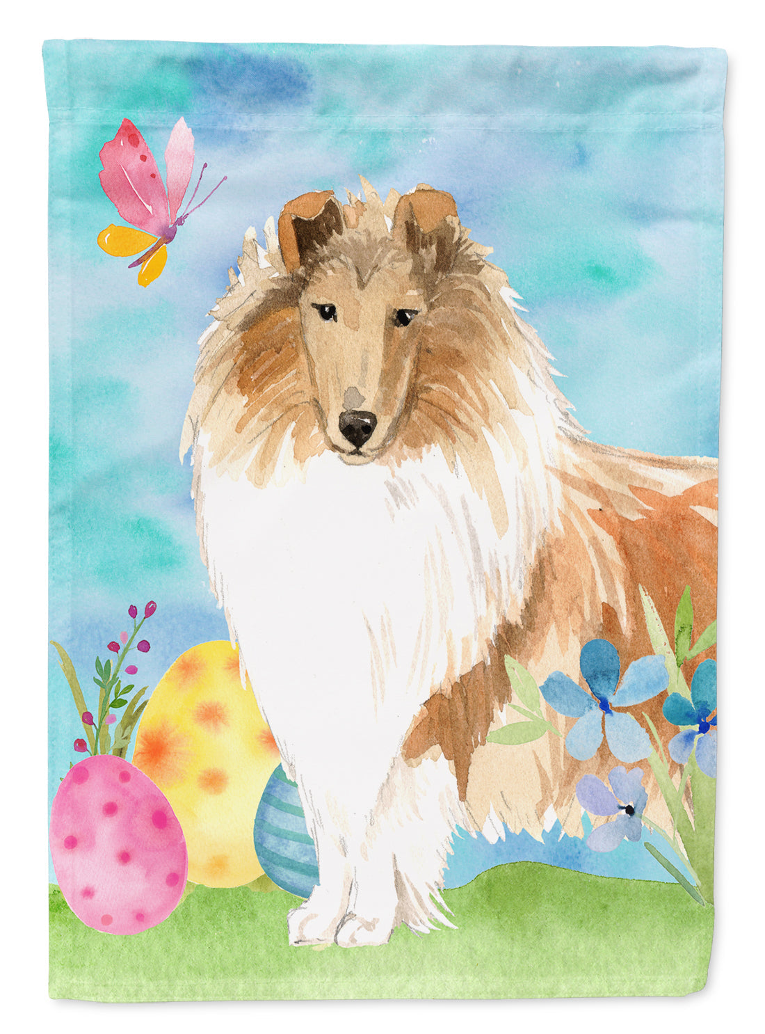 Easter Eggs Rough Collie Garden Flag Mailbox Decorative Yard Banner Outside Patio Artwork for Flower Beds, Garden Size, Multicolor