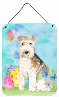 Easter Eggs Lakeland Terrier Wall or Door Hanging Prints Aluminum Metal Sign Kitchen Wall Bar Bathroom Plaque Home Decor Front Door Plaque, 12x16, Multicolor