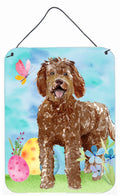 Easter Eggs Labradoodle Wall or Door Hanging Prints Aluminum Metal Sign Kitchen Wall Bar Bathroom Plaque Home Decor Front Door Plaque, 12x16, Multicolor