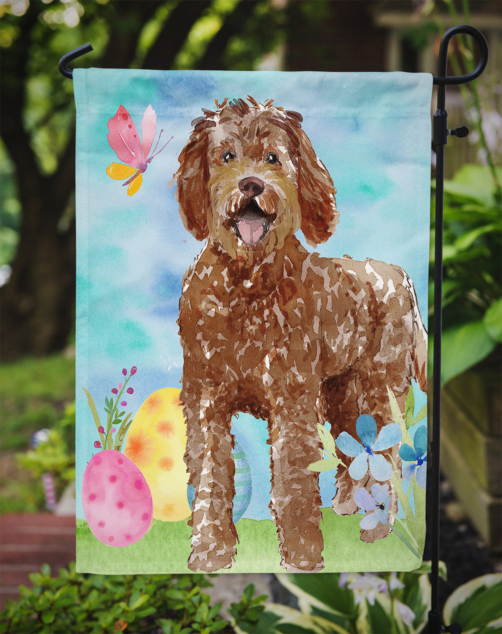 Easter Eggs Labradoodle Garden Flag Mailbox Decorative Yard Banner Outside Patio Artwork for Flower Beds, Garden Size, Multicolor