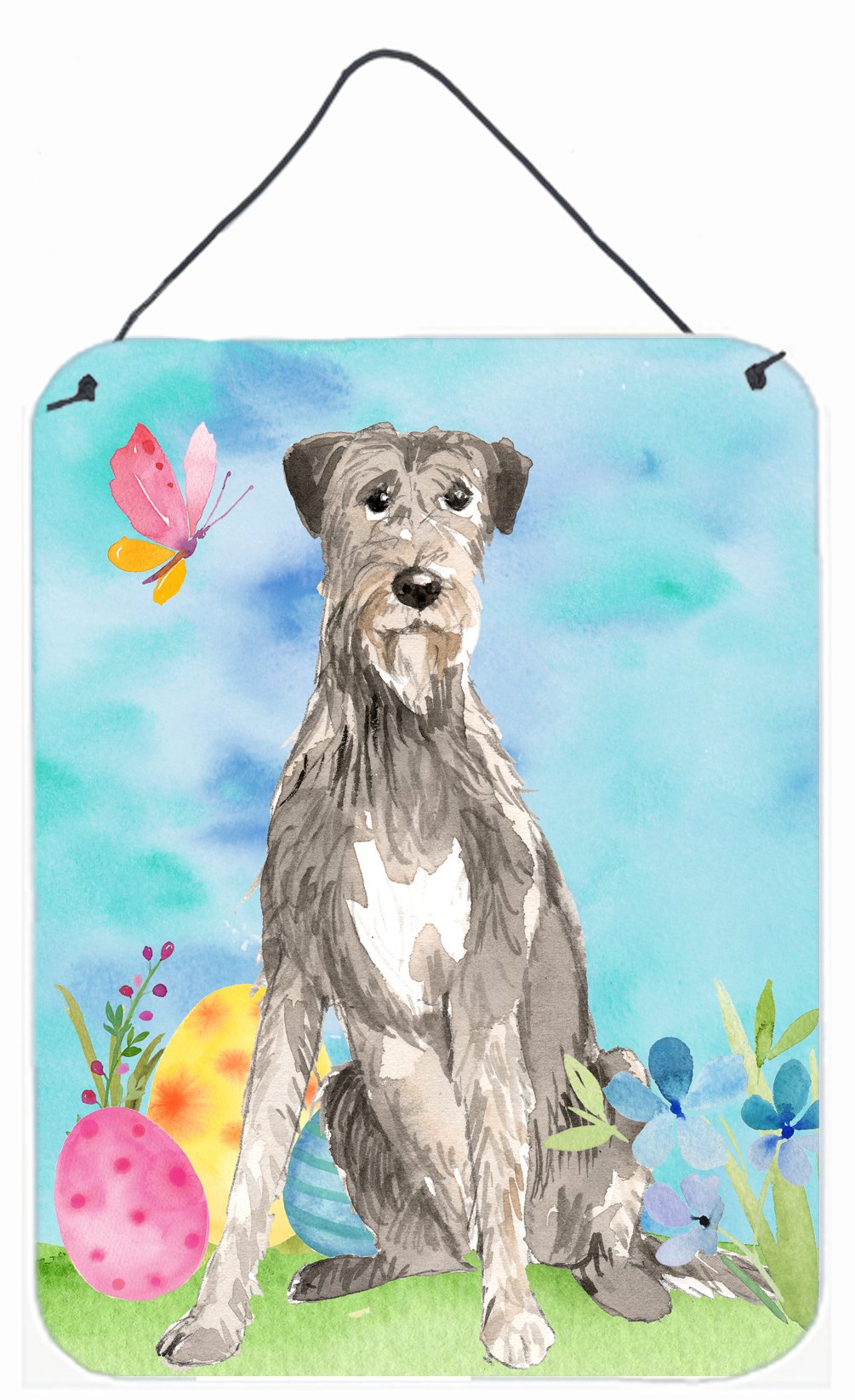 Easter Eggs Irish Wolfhound Wall or Door Hanging Prints Aluminum Metal Sign Kitchen Wall Bar Bathroom Plaque Home Decor Front Door Plaque, 12x16, Multicolor