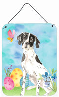 Easter Eggs English Pointer Wall or Door Hanging Prints Aluminum Metal Sign Kitchen Wall Bar Bathroom Plaque Home Decor Front Door Plaque, 12x16, Multicolor