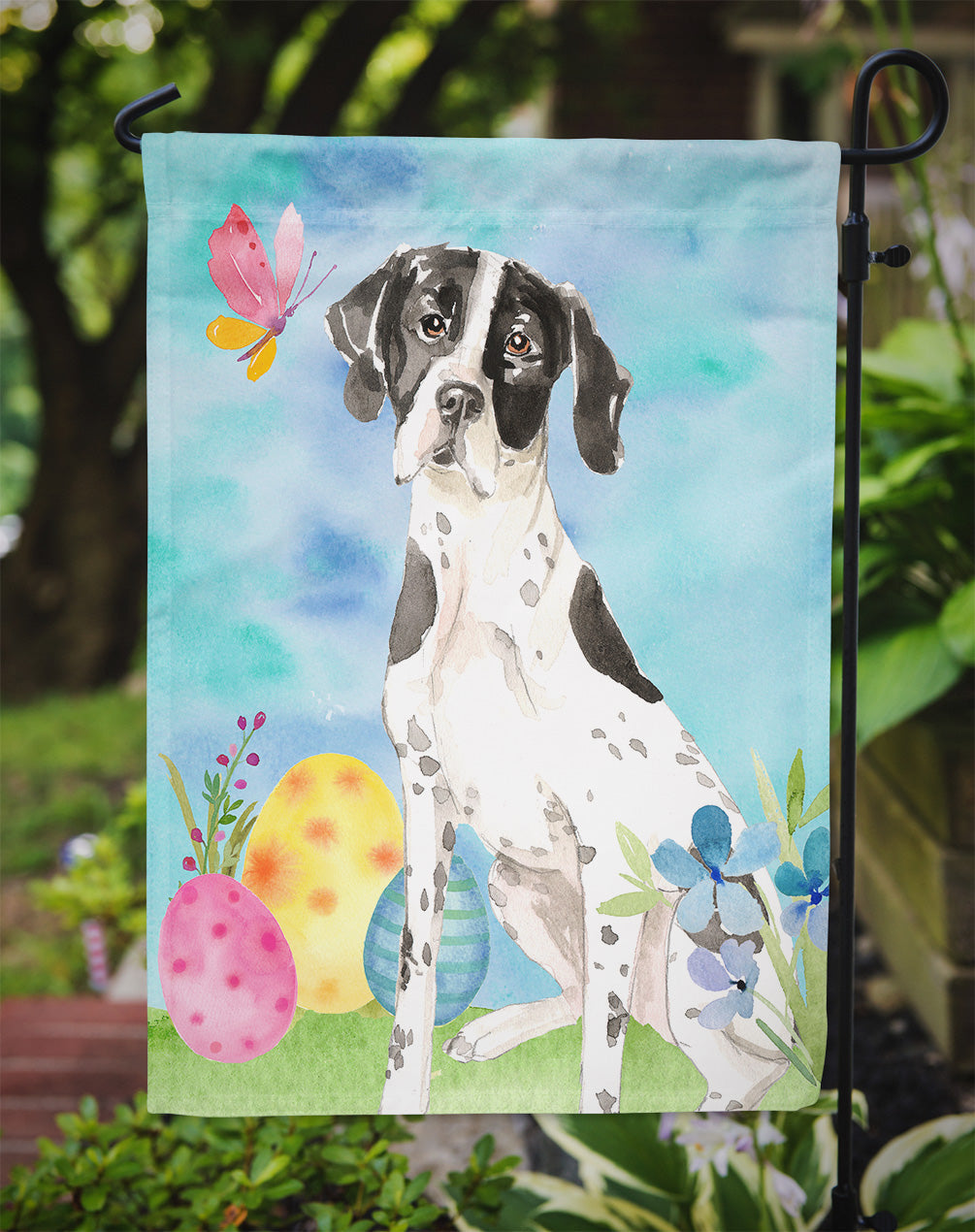 Easter Eggs English Pointer Garden Flag Mailbox Decorative Yard Banner Outside Patio Artwork for Flower Beds, Garden Size, Multicolor