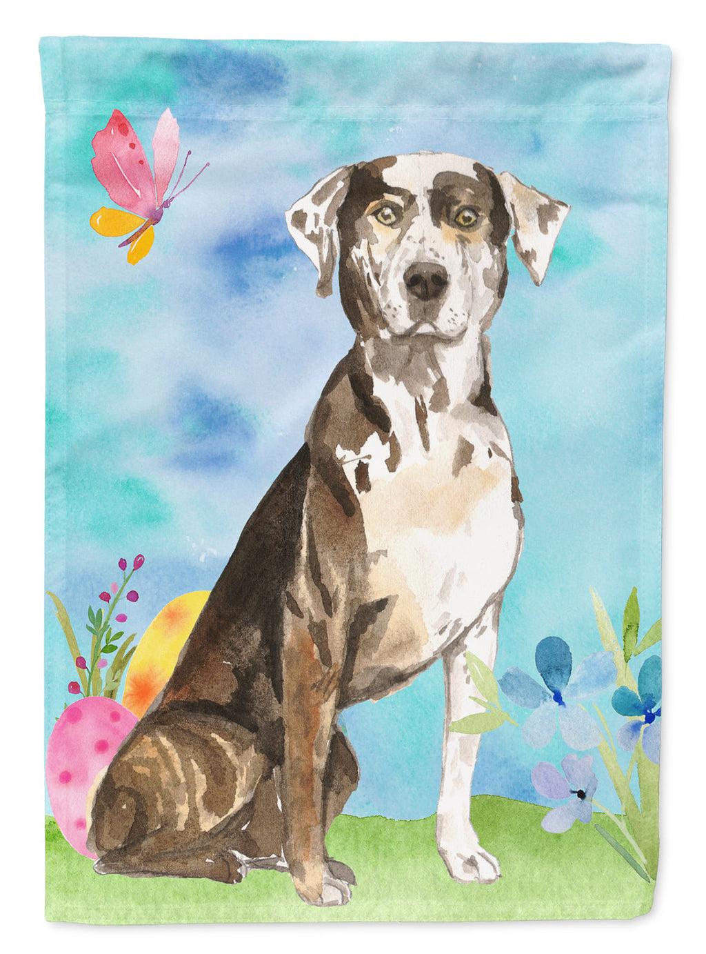Easter Eggs Catahoula Leopard Dog Garden Flag Mailbox Decorative Yard Banner Outside Patio Artwork for Flower Beds, Garden Size, Multicolor