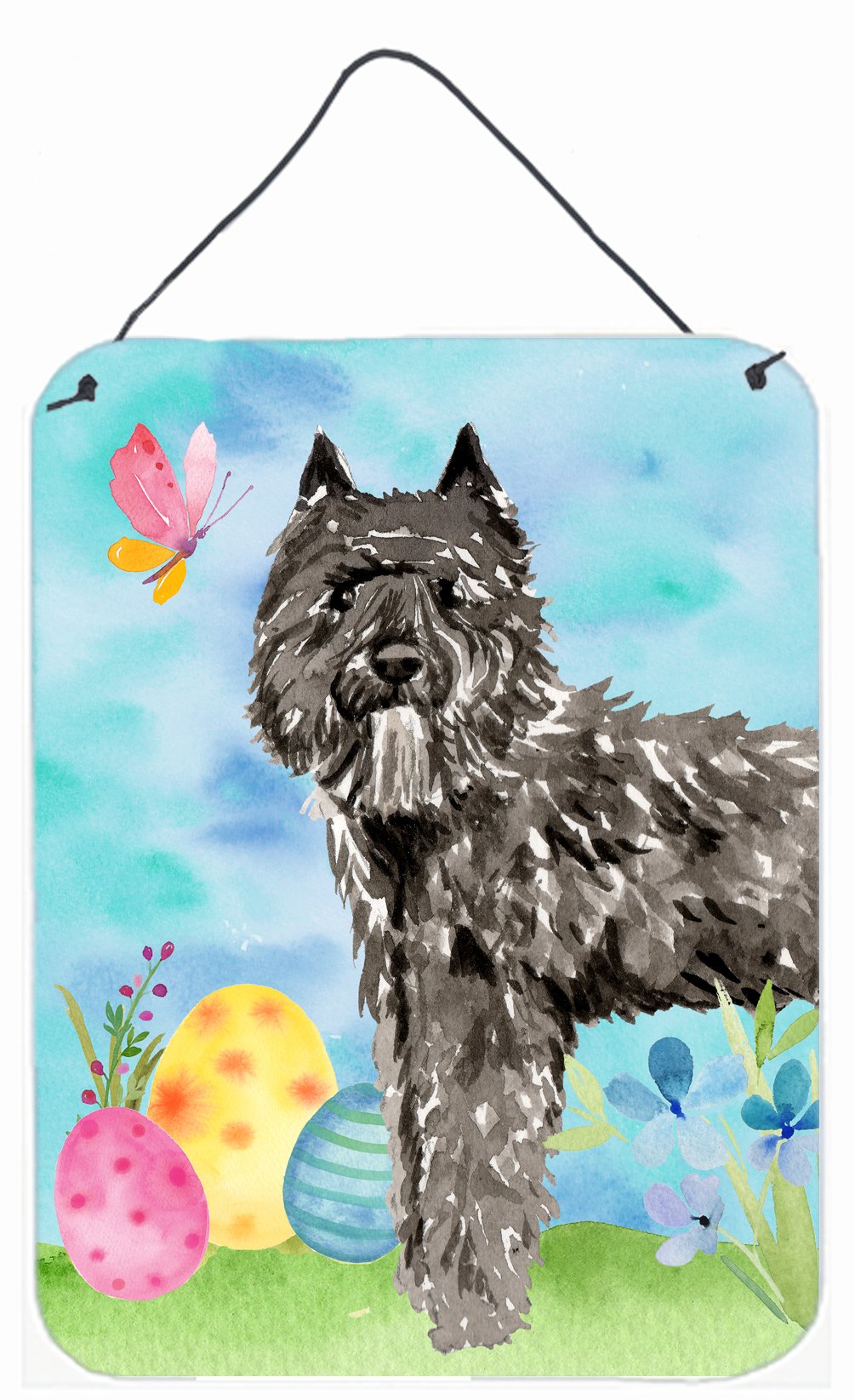 Easter Eggs Bouvier des Flandres Wall or Door Hanging Prints Aluminum Metal Sign Kitchen Wall Bar Bathroom Plaque Home Decor Front Door Plaque, 12x16, Multicolor