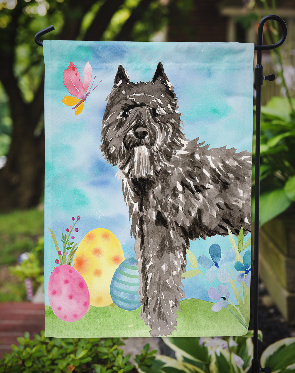 Easter Eggs Bouvier des Flandres Garden Flag Mailbox Decorative Yard Banner Outside Patio Artwork for Flower Beds, Garden Size, Multicolor