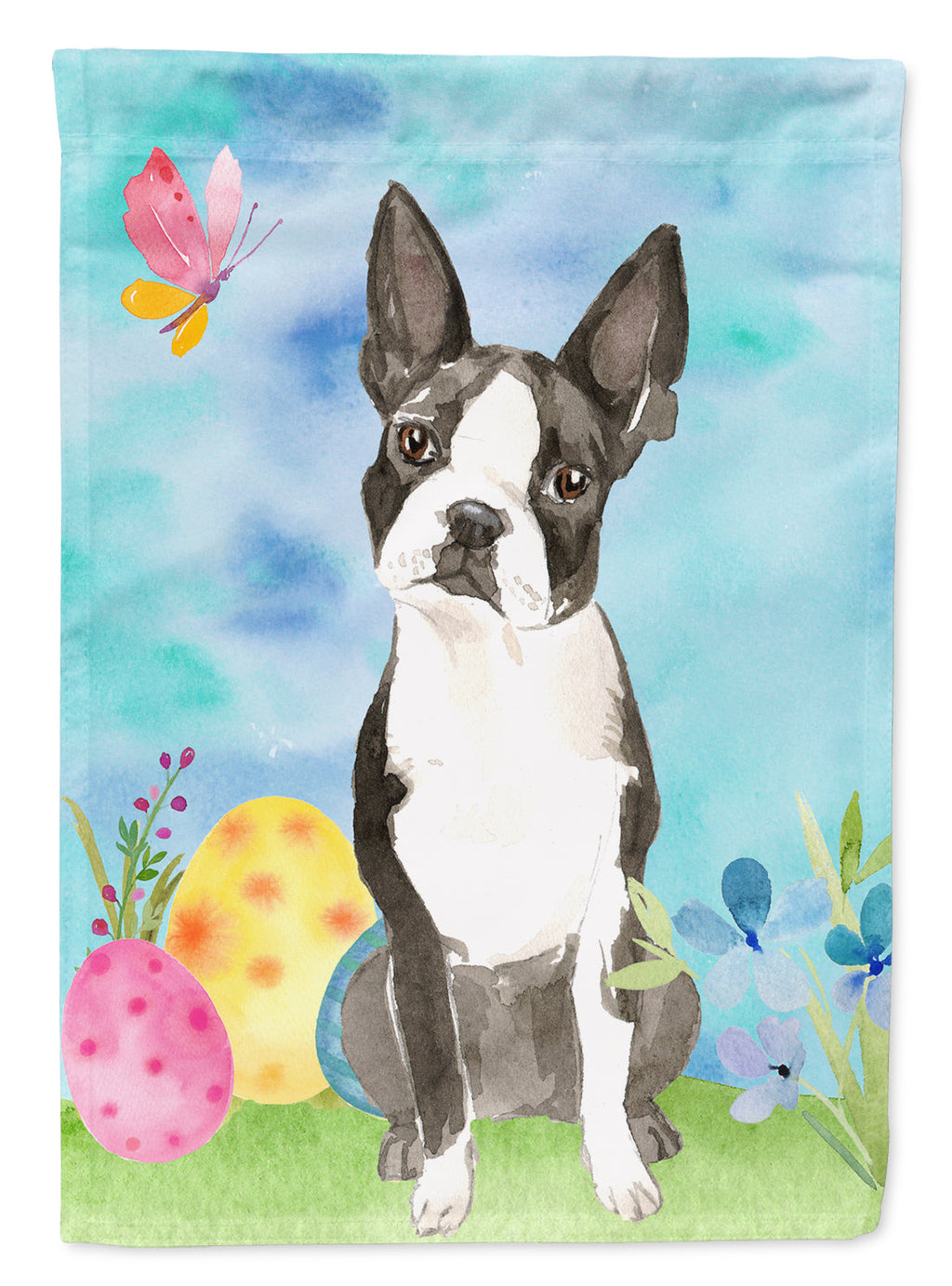 Easter Eggs Boston Terrier Garden Flag Mailbox Decorative Yard Banner Outside Patio Artwork for Flower Beds, Garden Size, Multicolor