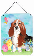 Easter Eggs Basset Hound Wall or Door Hanging Prints Aluminum Metal Sign Kitchen Wall Bar Bathroom Plaque Home Decor Front Door Plaque, 12x16, Multicolor