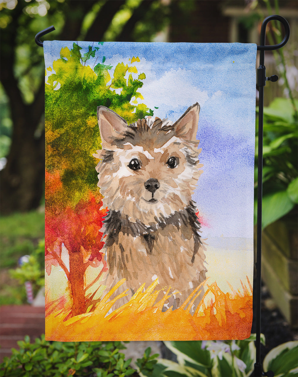 Fall Norwich Terrier Garden Flag Mailbox Decorative Yard Banner Outside Patio Artwork for Flower Beds, Garden Size, Multicolor