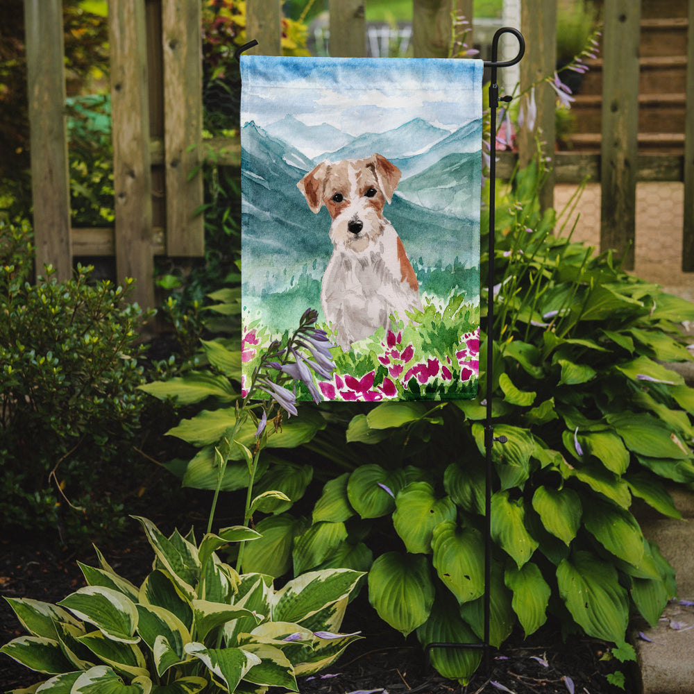 Mountian Flowers Jack Russell Terrier Garden Flag Mailbox Decorative Yard Banner Outside Patio Artwork for Flower Beds, Garden Size, Multicolor