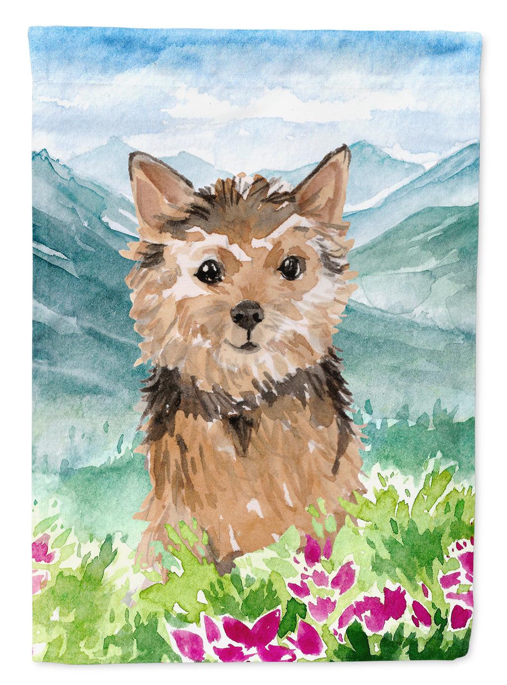 Mountian Flowers Norwich Terrier Garden Flag Mailbox Decorative Yard Banner Outside Patio Artwork for Flower Beds, Garden Size, Multicolor