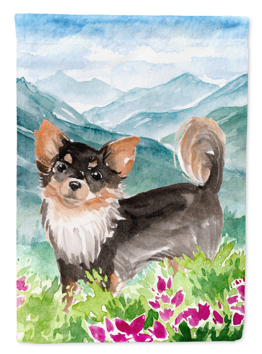 Mountian Flowers Chihuahua Garden Flag Mailbox Decorative Yard Banner Outside Patio Artwork for Flower Beds, Garden Size, Multicolor