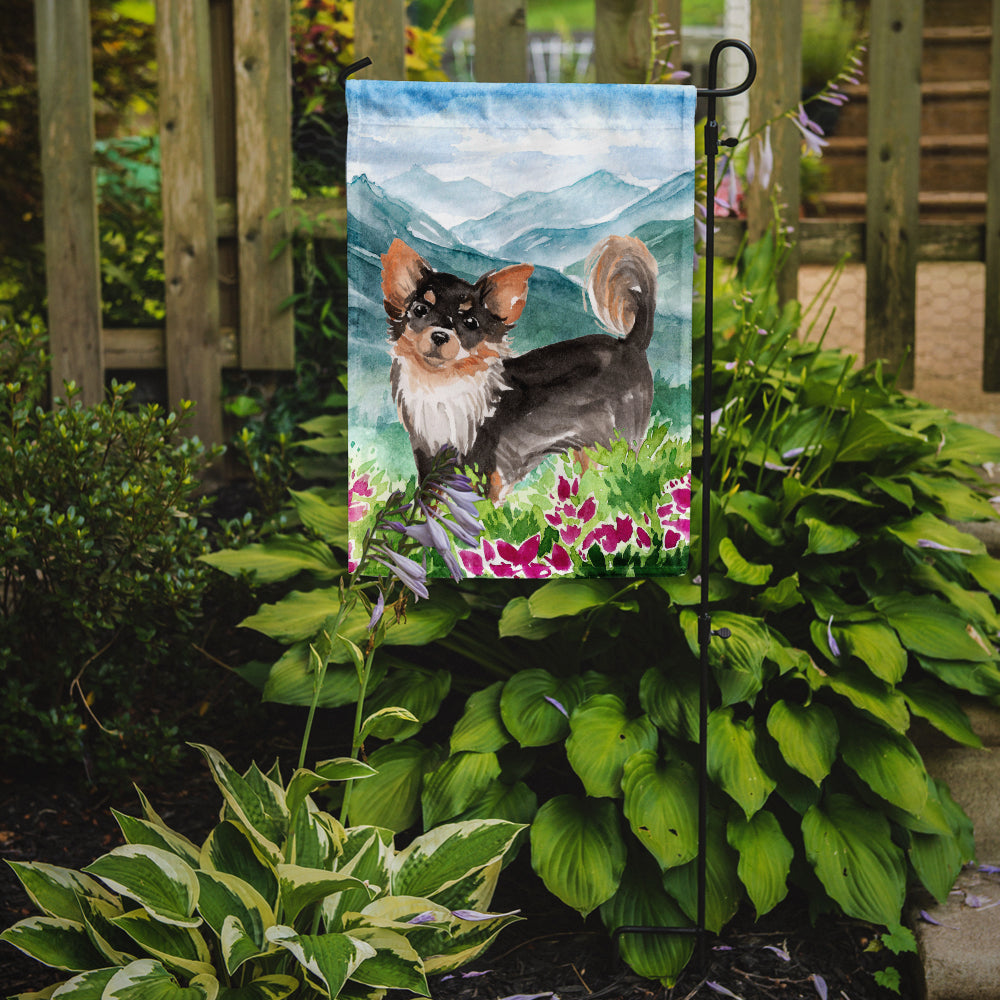 Mountian Flowers Chihuahua Garden Flag Mailbox Decorative Yard Banner Outside Patio Artwork for Flower Beds, Garden Size, Multicolor