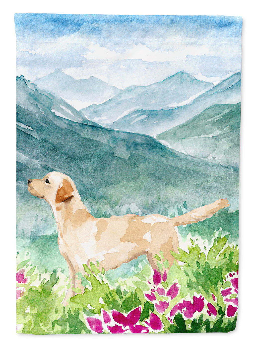 Mountian Flowers Yellow Labrador Garden Flag Mailbox Decorative Yard Banner Outside Patio Artwork for Flower Beds, Garden Size, Multicolor
