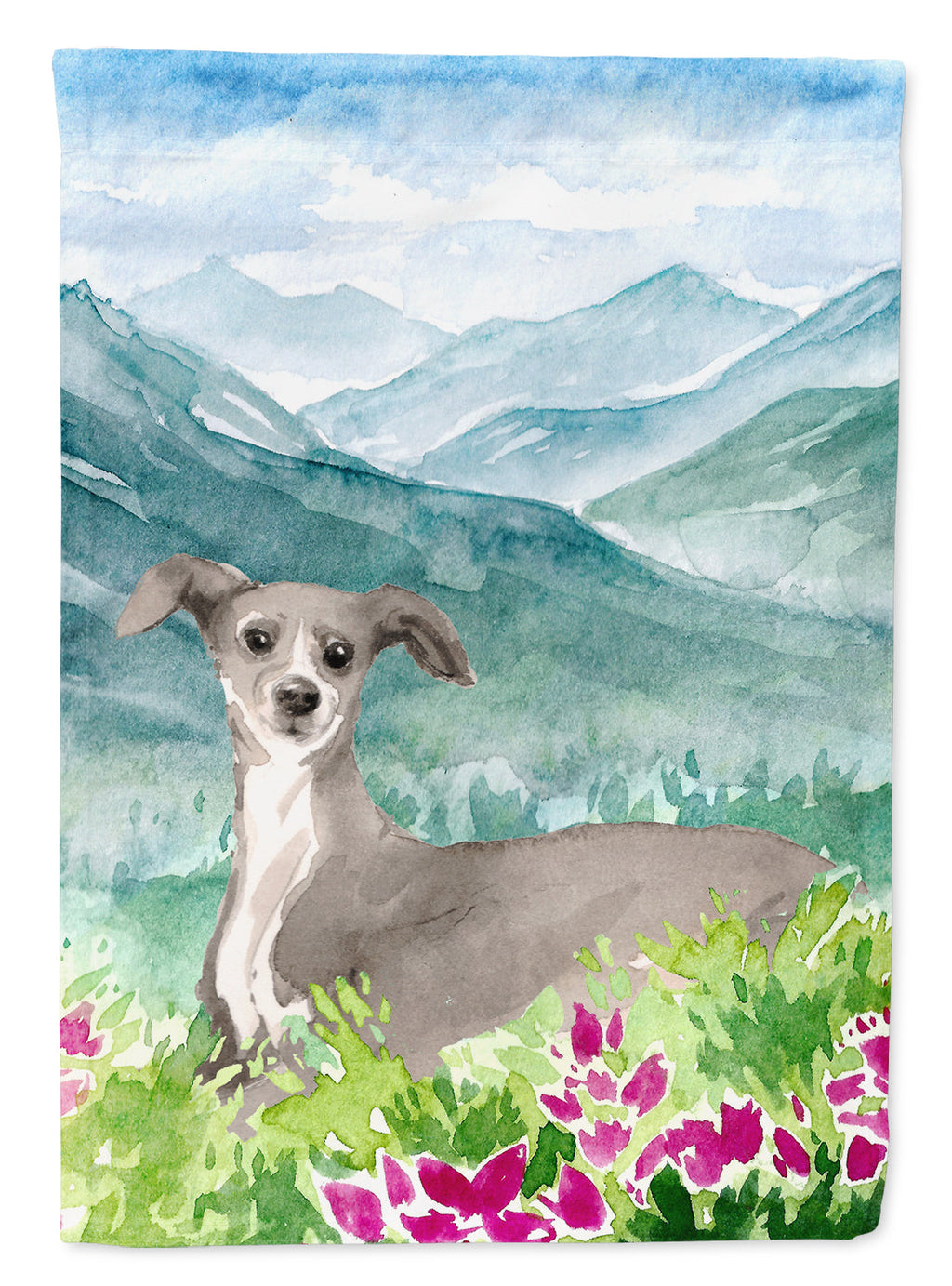 Mountian Flowers Italian Greyhound Garden Flag Mailbox Decorative Yard Banner Outside Patio Artwork for Flower Beds, Garden Size, Multicolor
