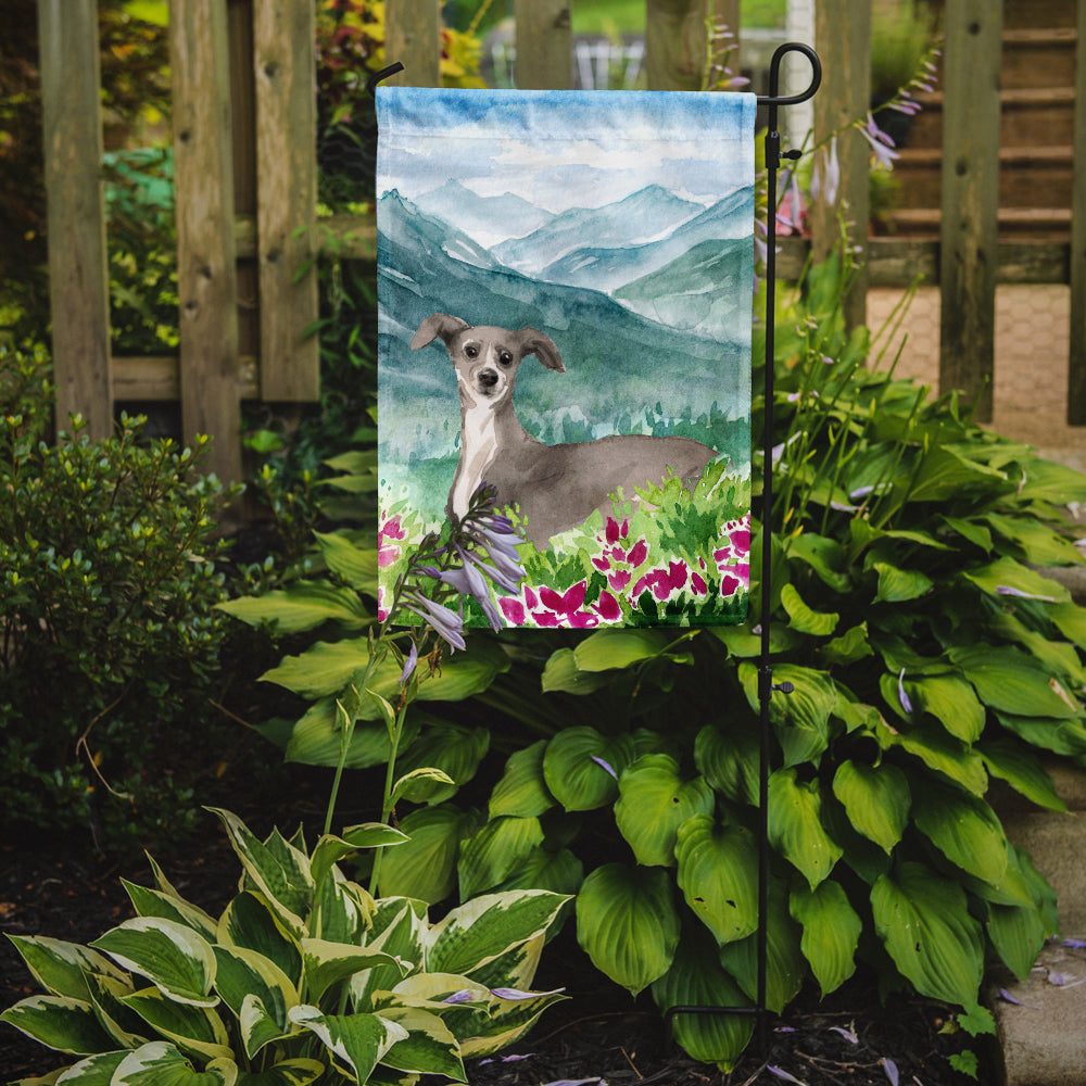Mountian Flowers Italian Greyhound Garden Flag Mailbox Decorative Yard Banner Outside Patio Artwork for Flower Beds, Garden Size, Multicolor