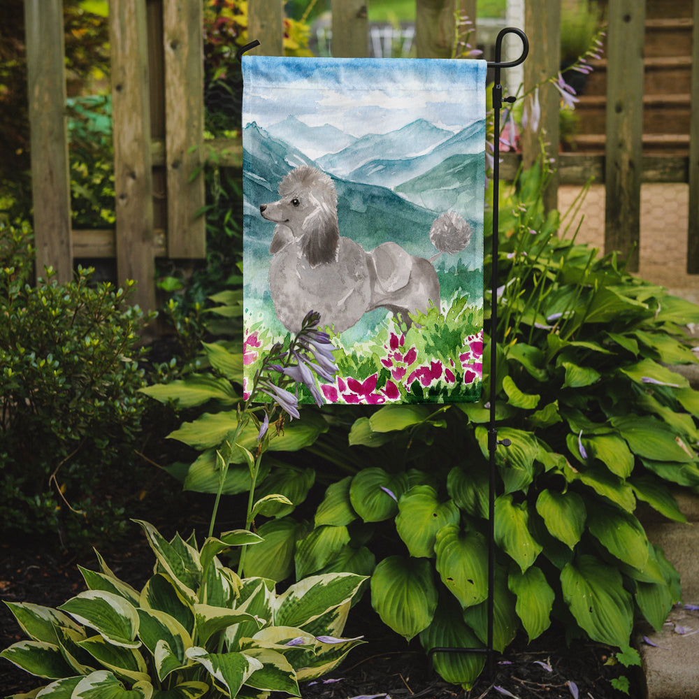 Mountian Flowers Silver Poodle Garden Flag Mailbox Decorative Yard Banner Outside Patio Artwork for Flower Beds, Garden Size, Multicolor