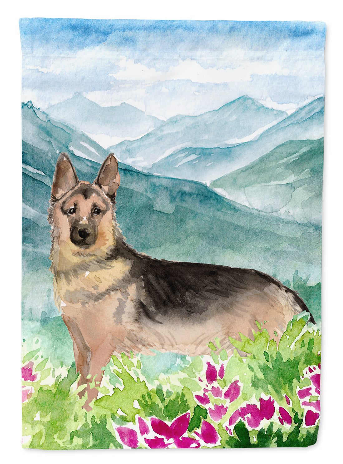 Mountian Flowers German Shepherd Garden Flag Mailbox Decorative Yard Banner Outside Patio Artwork for Flower Beds, Garden Size, Multicolor