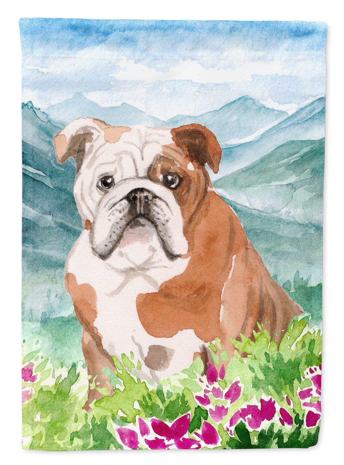 Mountian Flowers English Bulldog Garden Flag Mailbox Decorative Yard Banner Outside Patio Artwork for Flower Beds, Garden Size, Multicolor