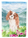 Mountian Flowers Blenheim Cavalier Spaniel Garden Flag Mailbox Decorative Yard Banner Outside Patio Artwork for Flower Beds, Garden Size, Multicolor