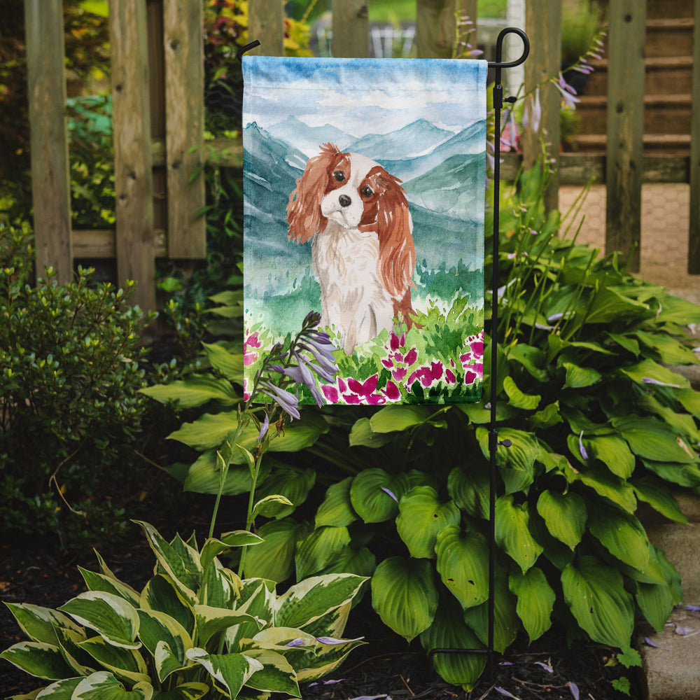 Mountian Flowers Blenheim Cavalier Spaniel Garden Flag Mailbox Decorative Yard Banner Outside Patio Artwork for Flower Beds, Garden Size, Multicolor